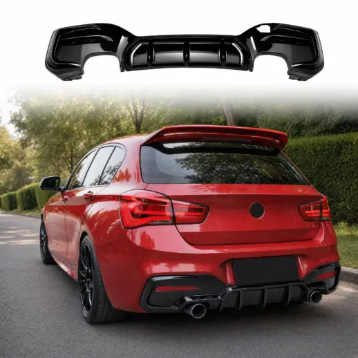 Diffuser voor BMW 1 Series F20/F21 LCI M Sport & M140 & M135 – O-O – M Performance Look, Hoogglans Zwart