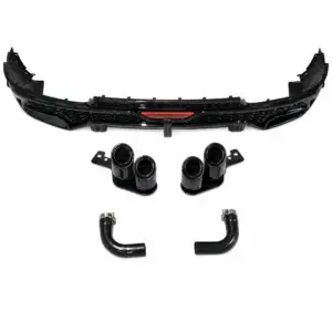 LED Diffuser With Black Exhaust Tips Voor Audi Q5 S Line/SQ5 FY (Sportback) – OO-OO – SQ5 Racing Look, Hoogglans Zwart