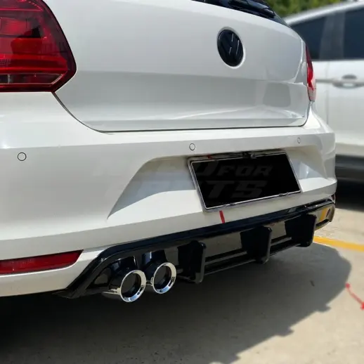 Diffuser met chroom uitlaatsierstukken voor Volkswagen Polo 5 (Hatchback) Facelift R Line & GTI – OO- – GTI Look, Hoogglans Zwart