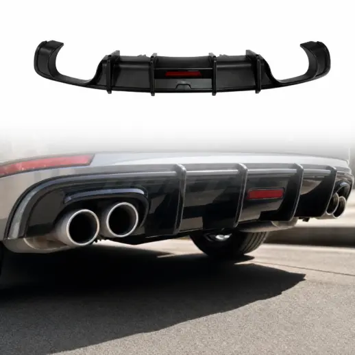 Diffuser met LED-remlicht voor Audi A4 S Line/S4 B9 (Sedan) Pre-Facelift – OO-OO – S4 Look, Hoogglans Zwart