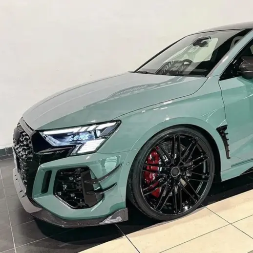 Canards voorbumper voor Audi RS3 8Y (Sedan & Sportback) Pre-Facelift – RS3 Racing Look, Hoogglans Zwart