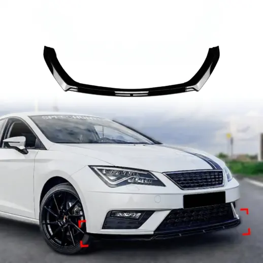 Voorspoiler voor Seat Leon Mk3 Facelift Standard – Sport Look, Hoogglans Zwart