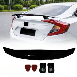 Universal Rear Spoiler With LED For Sedan – Racing Look, Gloss Black