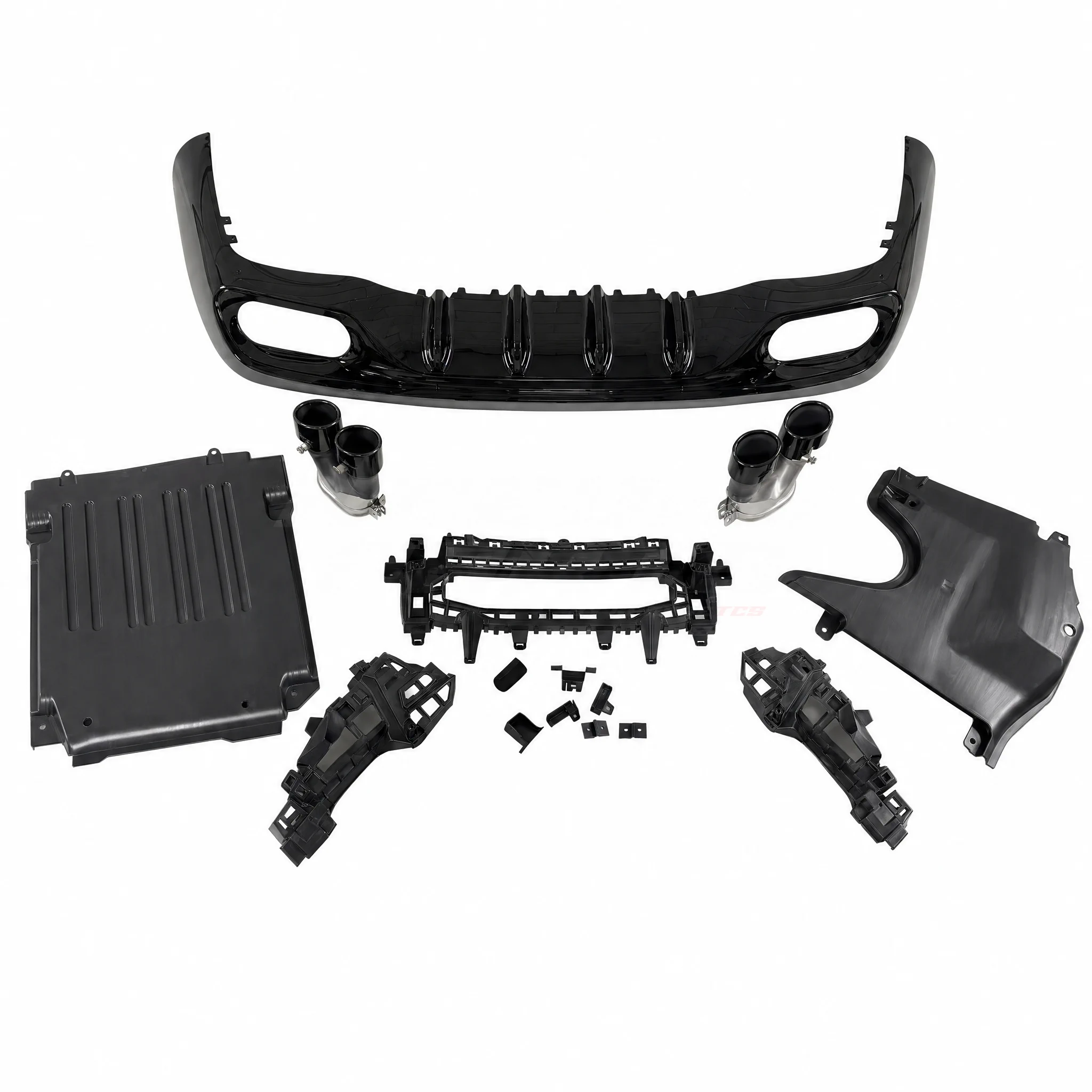 Diffuser With Black Exhaust Tips Voor Mercedes CLE A236/C236 AMG Line & CLE53 AMG – OO-OO – CLE53 AMG Look, Hoogglans Zwart