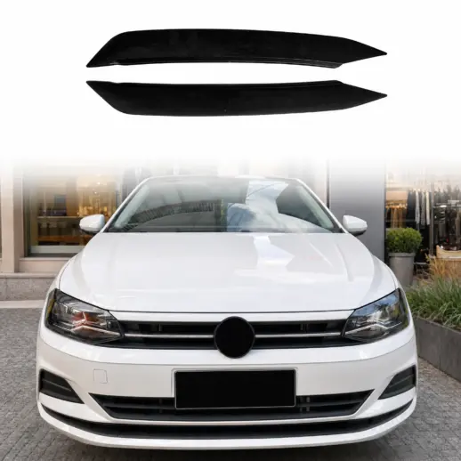 Koplampspoilers voor Volkswagen Polo 6 (Hatchback) Pre-Facelift – Sport Look, Hoogglans Zwart