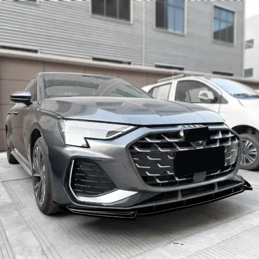 Voorspoiler voor Audi A3 S Line/S3 8Y (Sedan & Sportback) Facelift – Sport Look, Hoogglans Zwart