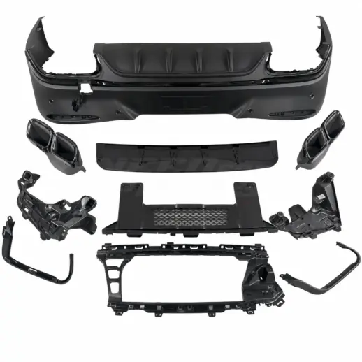 Diffuser met zwarte uitlaatsierstukken voor Mercedes GLC C254 AMG Line & GLC43 AMG & GLC63 AMG – OO-OO – GLC63 S AMG Look, Hoogglans Zwart