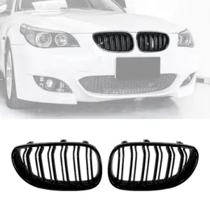 Double Line Grille Voor BMW 5 Series E60/E61 – M Performance Look, Hoogglans Zwart