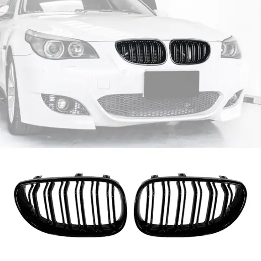 Nieren dubbele spijl voor BMW 5 Series E60/E61 – M Performance Look, Hoogglans Zwart