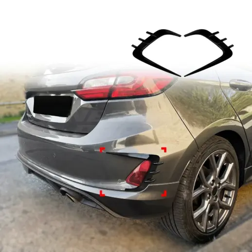 Achterbumper canards voor Ford Fiesta Mk8 (JA8-JR8) Standard & ST & Active – Sport Look, Hoogglans Zwart