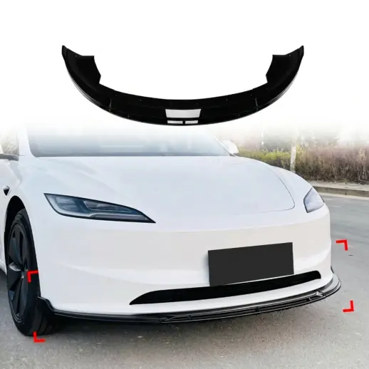 Voorspoiler voor Tesla Model 3 M3 Facelift Standard – Sport Look, Hoogglans Zwart