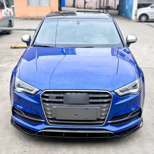 Voorspoiler voor Audi A3 S Line/S3 8V (Cabriolet & Sedan) Pre-Facelift – Sport Look, Hoogglans Zwart