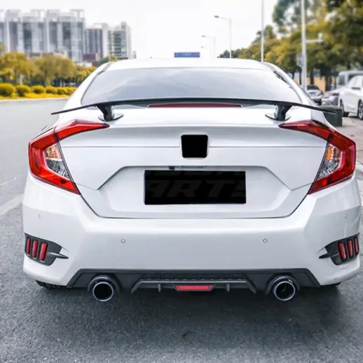 Achterspoiler met LED-remlicht – Racing Look, Hoogglans Zwart