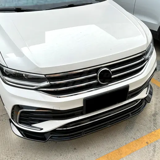 Voorspoiler voor Volkswagen Tiguan 2 (SUV) Facelift R Line – Sport Look, Hoogglans Zwart