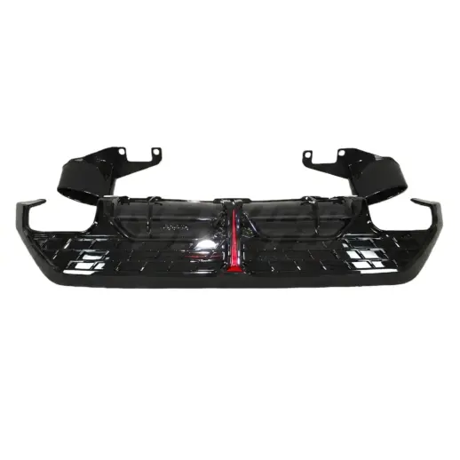 Diffuser met LED-remlicht en zwarte uitlaatsierstukken voor Audi A3 S Line/S3 8Y (Sportback) Pre-Facelift – OO-OO – RS3 Racing Look, Hoogglans Zwart