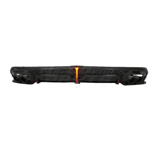 Diffuser met LED-remlicht en zwarte uitlaatsierstukken voor Audi Q8 S Line/SQ8 4M (SUV) Facelift – OO-OO – SQ8 Racing Look, Hoogglans Zwart