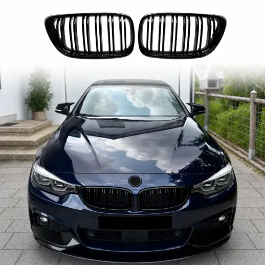 Nieren dubbele spijl voor BMW 2 Series F22/F23 – M Performance Look, Hoogglans Zwart