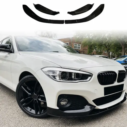 Voorspoiler voor BMW 1 Series F20 Pre-LCI M Sport & M135 – M Performance Look, Hoogglans Zwart