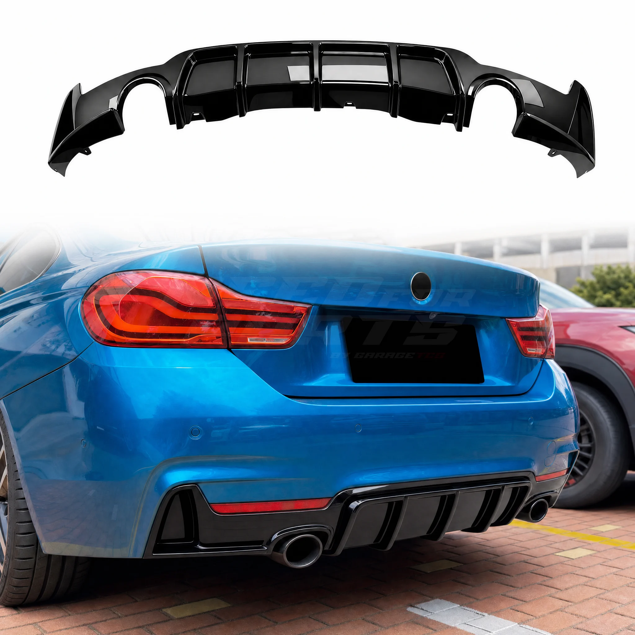 Diffuser Voor BMW 4 Series F36/F33/F32 M Sport – O-O – M Sport Look, Hoogglans Zwart