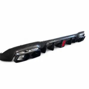 Carbon Fiber LED Diffuser With Black Exhaust Tips Voor Mercedes E Class S213/W213 Facelift AMG Line & E53 AMG & E63 AMG – OO-OO – Racing Look
