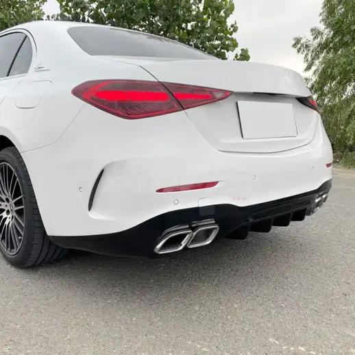 Diffuser met chroom uitlaatsierstukken voor Mercedes C Class S206/W206 AMG Line & C43 AMG & C63 AMG – OO-OO – C63 AMG Look, Hoogglans Zwart
